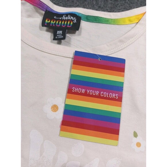 Pride Women "Live with Pride"  T-Shirt Color Beige Size XXL -MSRP $36 - Picture 14 of 16